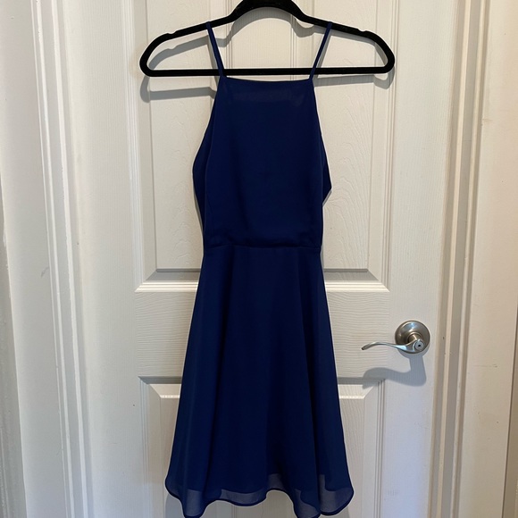 Silence + Noise Blue Low Back Dress - Picture 1 of 2